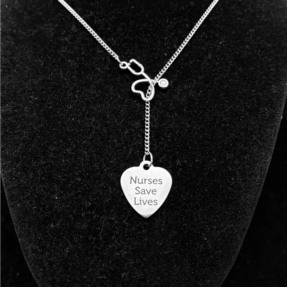 “Nurses Save Lives” Lariat stainless steel necklace